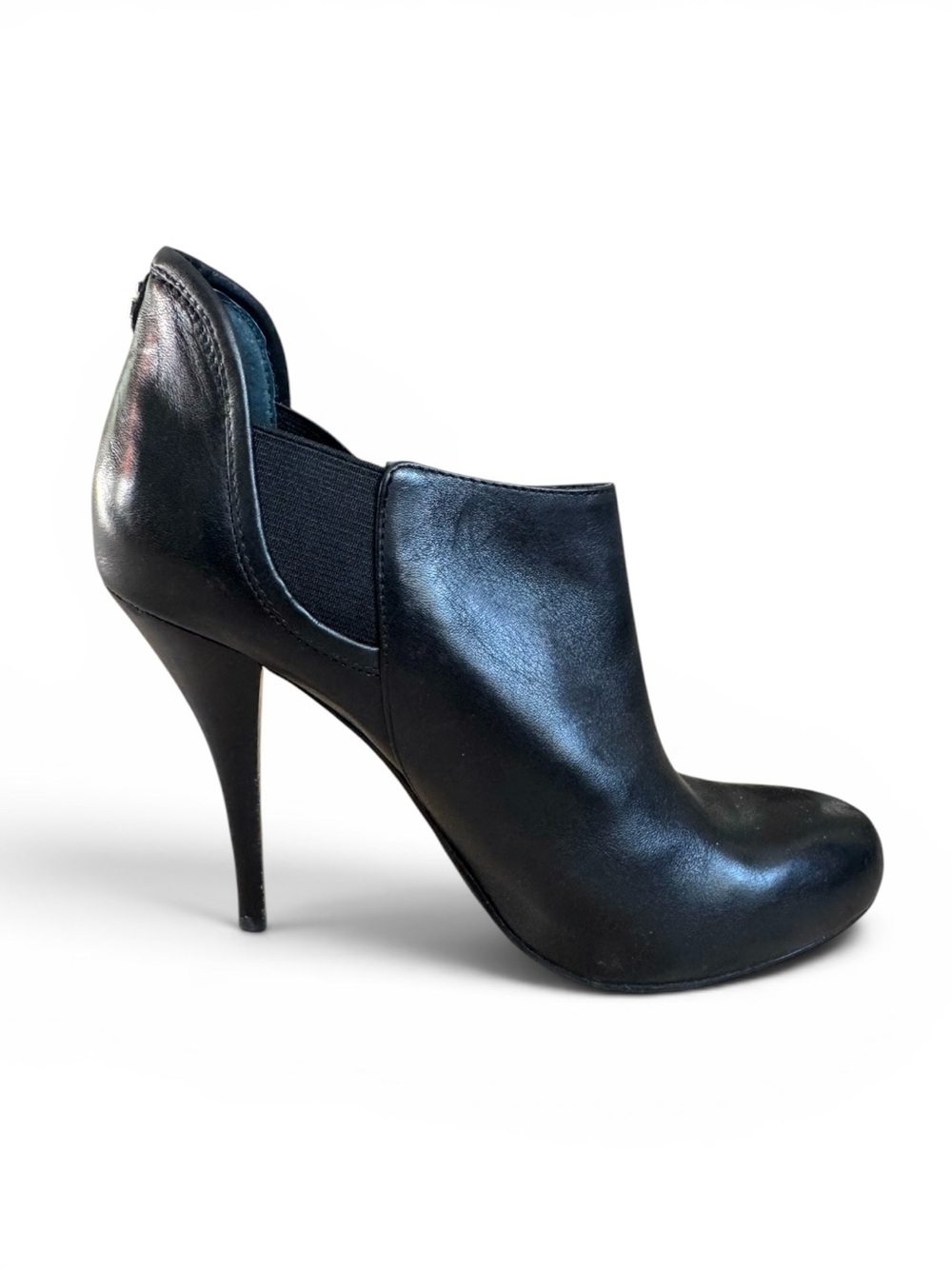 GUESS Leather Stiletto Ankle Booties Black Chelsea Heels Size 6